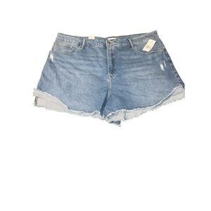 Good American Good Curve Blue Jean Shorts Size Plus 24 Waist 44‎ 3" Inseam NWT